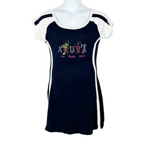 Tropical World Ladies Aruba Navy & White Embroidered Dress